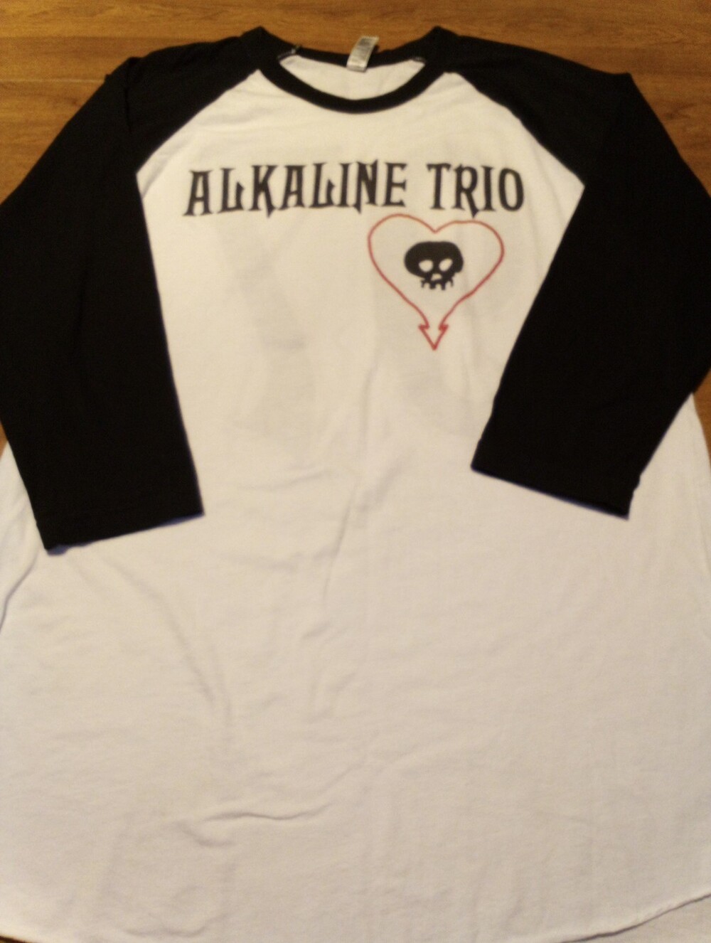 Alkaline Trio Heart Skull 97 Raglan Baseball TShirt Black/White 3/4 Sleeve Large